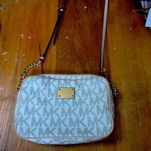 White MK crossbody satchel bag